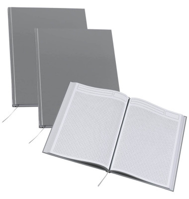 Notizbuch 5313-3, grau, A4, kariert, 70g, 96 Blatt / 192 Seiten