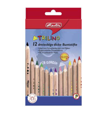 Buntstifte-Set Trilino, 10412062, 12-farbig sortiert, dreikant, Packung