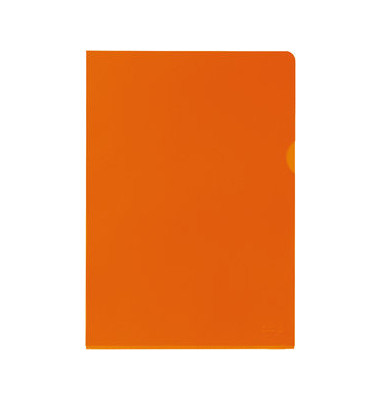 Sichthüllen Premium 100461014, A4, orange, klar-transparent, glatt, 0,15mm, oben & rechts offen, PVC-Hartfolie