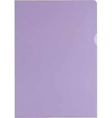 Sichthüllen 100461016, A4, violett, klar-transparent, glatt, 0,15mm, oben & rechts offen, PVC-Hartfolie