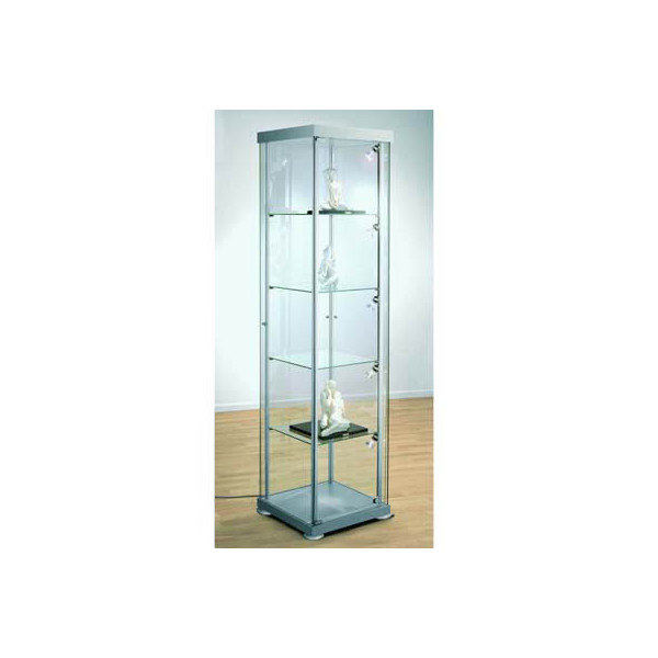 4044917412095 - Quadrat vitrine expoline Glas silber 4 Fachböden 4044917412095 Kerkmann