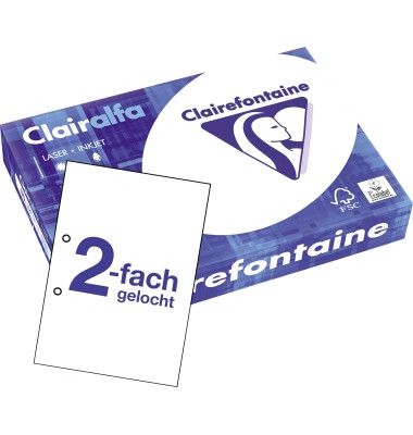 Kopierpapier Clairalfa Perfocopy 2979C A4 80g hochwei&szlig; 2-fach-Lochung
