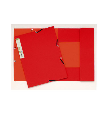 Eckspannmappe 56985E, A4 rot Karton 380g, mit 3 Einschlagklappen