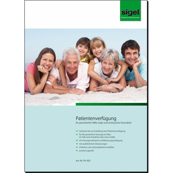 SIGEL Formulare Patientenverfügung DIN A4 7 Vordrucke + 1 Umschlag Seiten