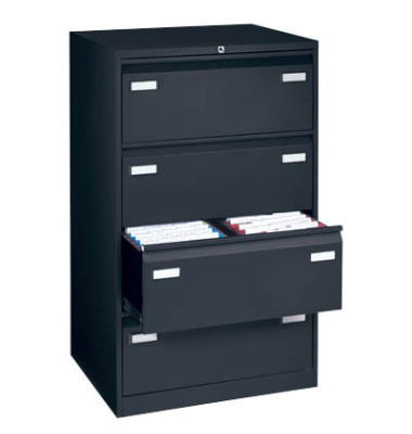 H&auml;ngeregistraturschrank CDF4633 Light, schwarz, 4 Schubladen, 2-bahnig