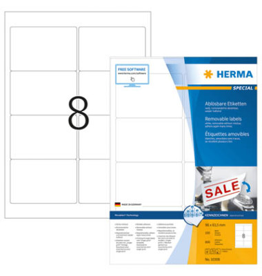 Etiketten Special 10308, weiß 96x63,5mm, rechteckig, 