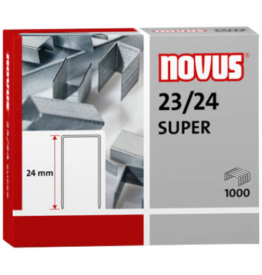 Heftklammern SUPER 23/24, 042-0644, Stahldraht verzinkt, Heftleistung 150-210 Blatt max.