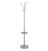 Garderobenständer Nina 6095, mit 6 Haken, mit Schirmständer, mit Hutablage, Metall, silber