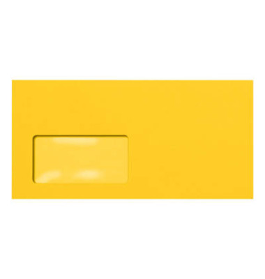Designbriefumschlag colors 2100019173, Din Lang+ (C6/5), mit Fenster, haftklebend, 80g, gelb