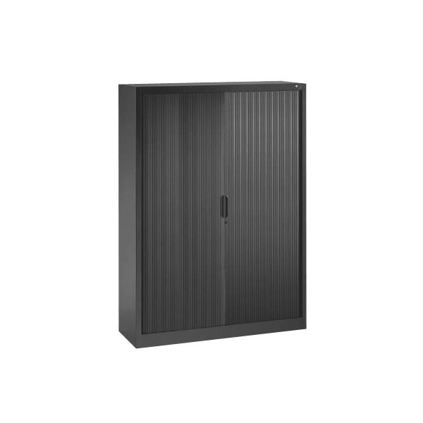 4050646266564 - Rollladenschrank mit Horizontal-Jalousie HxBxT 1345 x 1200 x 420 mm 3 Fachböden 35 Ordnerhöhen schwarzgrau C+P