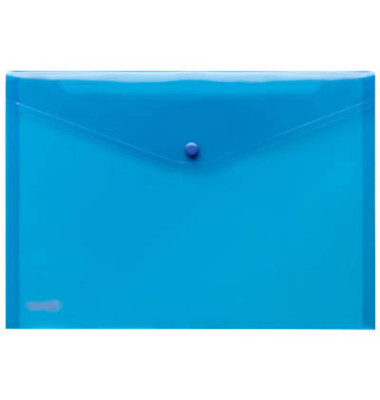 Dokumententasche - 40111-44, Din A4 quer, transparent blau, Polypropylen (PP), Druckknopfverschluss