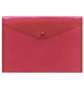 Dokumententasche - 40111-84, A4 quer, transparent rot, Polypropylen (PP), Druckknopfverschluss