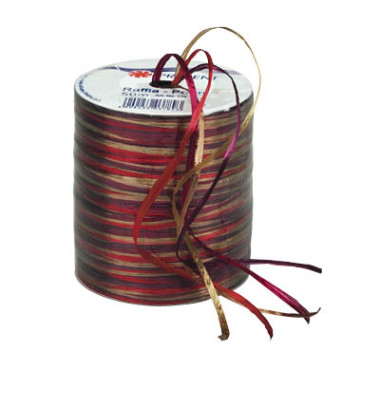 Geschenkband Raffia 138-619 3mm x 50m glänzend rot/braun