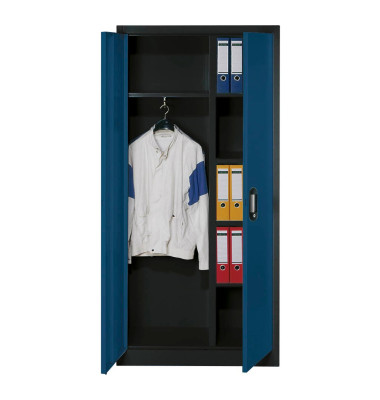 Garderobenschrank 9260-30, Metall, 1 Abteil mit 1 Fach, abschließbar, 93x195cm (BxH), blau