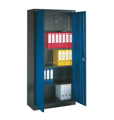 Aktenschrank 9260-100, Stahl abschließbar, 4 OH, 93 x 195 x 40 cm, blau/anthrazit Aktenschrank 9260-100, Stahl abschließbar, 4 OH, 93 x 195 x 40 cm, blau/anthrazit