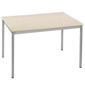 Schreibtisch, 74cm (H), 120x80cm (BxT), rechteckig, ahorn / silber