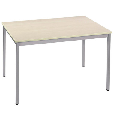 Schreibtisch, 74cm (H), 120x80cm (BxT), rechteckig, ahorn / silber