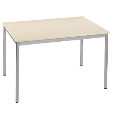 Schreibtisch, 74cm (H), 180x80cm (BxT), rechteckig, ahorn / silber