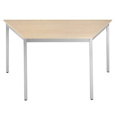 Schreibtisch, 74cm (H), 60/120x60cm (BxT), Trapezform, ahorn / silber