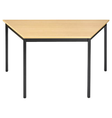Schreibtisch, 74cm (H), 70/140x70cm (BxT), Trapezform, buche / schwarz