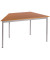 Schreibtisch, 74cm (H), 70/140x70cm (BxT), Trapezform, ahorn / silber