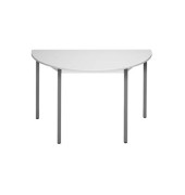 Schreibtisch, 74cm (H), 120x60cm (BxT), halbrund, grau / dunkelgrau