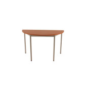 Schreibtisch, 74cm (H), 120x60cm (BxT), halbrund, kirsche / silber