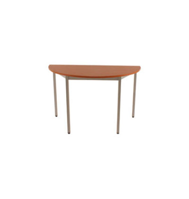 Schreibtisch, 74cm (H), 120x60cm (BxT), halbrund, kirsche / silber