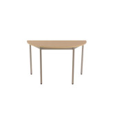Schreibtisch, 74cm (H), 120x60cm (BxT), halbrund, ahorn / silber