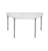 Schreibtisch, 74cm (H), 140x70cm (BxT), halbrund, grau / dunkelgrau