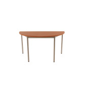 Schreibtisch, 74cm (H), 140x70cm (BxT), halbrund, kirsche / silber