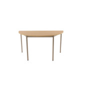 Schreibtisch, 74cm (H), 140x70cm (BxT), halbrund, ahorn / silber