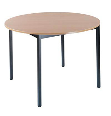Schreibtisch, 74cm (H), 80x80cm (BxT), rund, buche / schwarz