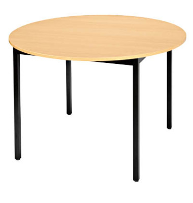 Schreibtisch, 74cm (H), 110x110cm (BxT), rund, buche / schwarz