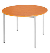 Schreibtisch, 74cm (H), 110x110cm (BxT), rund, kirsche / silber