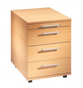 Rollcontainer Basic V1606/6 Holz buche, 3 normale Schubladen, mit extra Utensilienauszug, abschlie&szlig;bar