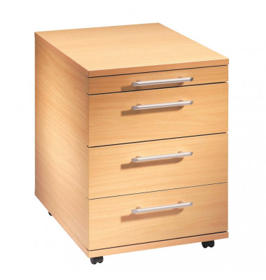 Rollcontainer Basic V1606/6 Holz buche, 3 normale Schubladen, mit extra Utensilienauszug, abschlie&szlig;bar