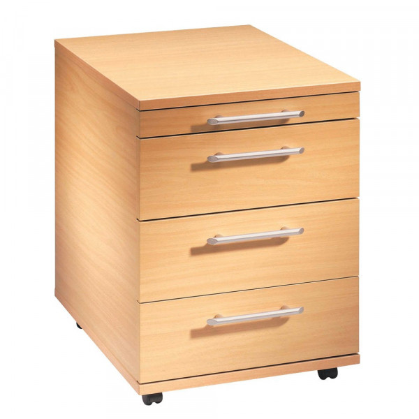 4032062120330 - Rollcontainer Basic V1606 6 Holz buche 3 normale Schubladen mit extra Utensilienauszug abschließbar 4032062120330 Hammerbache