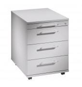 Rollcontainer Solid VAC30/5/5/RE Holz lichtgrau, 3 normale Schubladen, mit extra Utensilienauszug, abschlie&szlig;bar