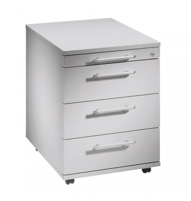 Rollcontainer Solid VAC30/5/5/RE Holz lichtgrau, 3 normale Schubladen, mit extra Utensilienauszug, abschlie&szlig;bar