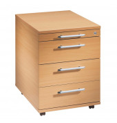 Rollcontainer Solid VAC30/6/6/RE Holz buche, 3 normale Schubladen, mit extra Utensilienauszug, abschlie&szlig;bar