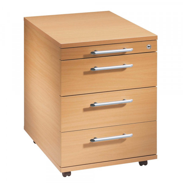 4032062120972 - Rollcontainer Solid VAC30 6 6 RE Holz buche 3 normale Schubladen mit extra Utensilienauszug abschließbar 4032062120972 Hammer