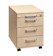 Rollcontainer Solid VAC30/3/3/RE Holz ahorn, 3 normale Schubladen, mit extra Utensilienauszug, abschlie&szlig;bar