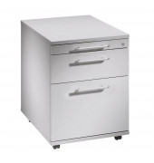 Rollcontainer Solid VAC20/5/5/RE Holz lichtgrau, 1 normale Schublade, mit extra H&auml;ngeregisterauszug, mit extra Utensilienauszug