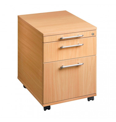 Rollcontainer Solid VAC20/6/6/RE Holz buche, 1 normale Schublade, mit extra H&auml;ngeregisterauszug, mit extra Utensilienauszug, ab