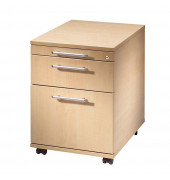 Rollcontainer Solid VAC20/3/3/RE Holz ahorn, 1 normale Schublade, mit extra H&auml;ngeregisterauszug, mit extra Utensilienauszug, ab