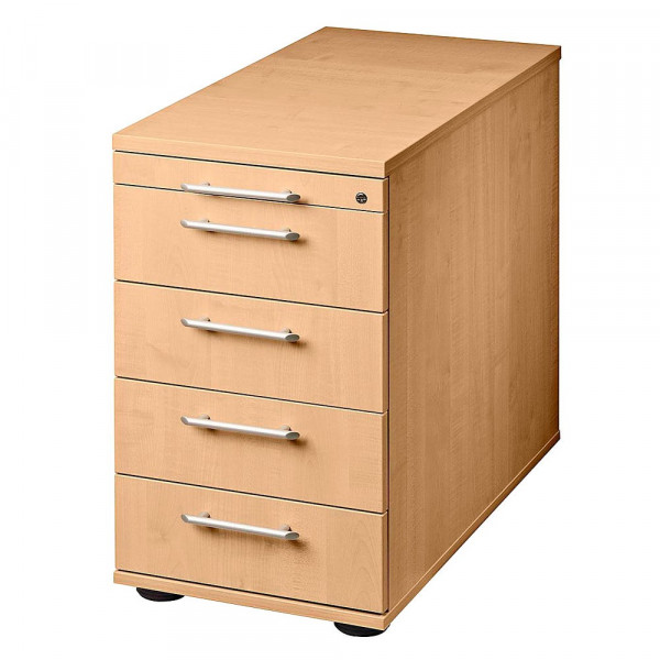 4032062122235 - Standcontainer Solid VSC50 6 Holz buche 4 normale Schubladen mit extra Utensilienauszug abschließbar 4032062122235 Hammerbach