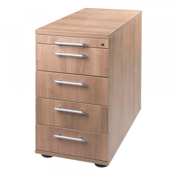 4032062122303 - Standcontainer Solid VSC50 N Holz nussbaum 4 normale Schubladen mit extra Utensilienauszug abschließbar 4032062122303 Hammerb