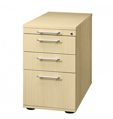 Standcontainer Solid mit Utensilienauszug 1 H&auml;ngeregisterauszug und 2 Schubladen ahorn
