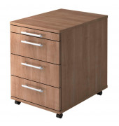 Rollcontainer Basic V1606/N Holz nussbaum, 3 normale Schubladen, mit extra Utensilienauszug